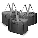 Kuber Industries 3 Pcs Jumbo Storage Bag with Handle &amp; Zipper Closure | Rexine Underbed/Wardrobe Clothes Storage Organizer | Grey