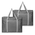 Kuber Industries 2 Pcs Small Storage Bag with Handle &amp; Zipper Closure | Parachute Underbed/Wardrobe Clothes Storage Organizer | Grey
