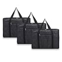 Kuber Industries 3 Pcs Jumbo Storage Bag with Handle &amp; Zipper Closure | Parachute Underbed/Wardrobe Clothes Storage Organizer | Black