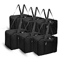 Kuber Industries 6 Pcs Small Storage Bag with Handle &amp; Zipper Closure | Rexine Underbed/Wardrobe Clothes Storage Organizer | Black