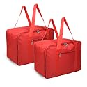 Kuber Industries 2 Pcs Jumbo Storage Bag with Handle &amp; Zipper Closure | Rexine Underbed/Wardrobe Clothes Storage Organizer | Red