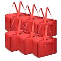 Kuber Industries 6 Pcs Jumbo Storage Bag with Handle &amp; Zipper Closure | Rexine Underbed/Wardrobe Clothes Storage Organizer | Red