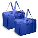 Kuber Industries 2 Pcs Jumbo Storage Bag with Handle &amp; Zipper Closure | Rexine Underbed/Wardrobe Clothes Storage Organizer | Blue