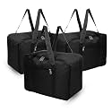Kuber Industries 3 Pcs Jumbo Storage Bag with Handle &amp; Zipper Closure | Rexine Underbed/Wardrobe Clothes Storage Organizer | Black