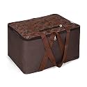 Kuber Industries Storage Bag | Clothes Storage Attachi Bag | Underbed Storage Bag | Zipper Storage Bag | Wardrobe Organizer with Handle | Travel Attachi Bag | Flower Check | Large | Brown