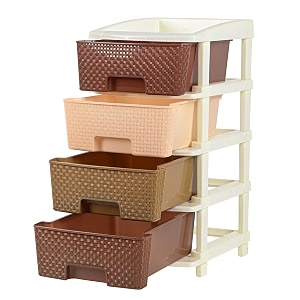 kuber industries storage drawer rack  plastic modular drawer rack for office  storage rack for toys  drawers boxes storage rack  4-tier  brown