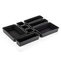 Kuber Industries Acrylic Storage Organizer Set | Kitchen Organizer | Makeup Organizer Tray Set | Desk Drawer Divider Tray | Multi-Purpose Stationery Organizer with Interlock | 8 Piece Set | Black