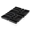 Kuber Industries Acrylic Storage Organizer Set | Kitchen Organizer | Makeup Organizer Tray Set | Desk Drawer Divider Tray | Multi-Purpose Stationery Organizer with Interlock | 16 Piece Set | Black
