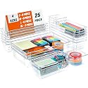 Kuber Industries Storage Organizer Set | Kitchen Organizer | Makeup Organizer Tray Set | Desk Drawer Divider Tray | Multi-Purpose Organizer Set | Stationery Organizer | 16 Piece Set | Transparent