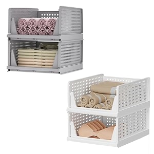 kuber industries storage organizer  wardrobe organizer for clothes  cupboard organizer  foldable shirt stacker box  cloth box for almirah  closet storage basket  large  pack of 4  multicolor