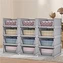 Kuber Industries Storage Organizer | Wardrobe Organizer For Clothes | Cupboard Organizer | Foldable Shirt Stacker Box | Cloth Box for Almirah | Closet Storage Basket | Large | Pack of 12 | Gray