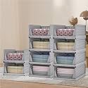 Kuber Industries Storage Organizer | Wardrobe Organizer For Clothes | Cupboard Organizer | Foldable Shirt Stacker Box | Cloth Box for Almirah | Closet Storage Basket | Large | 2 Piece Set | Gray