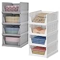 Kuber Industries Storage Organizer | Wardrobe Organizer For Clothes | Cupboard Organizer | Foldable Shirt Stacker Box | Cloth Box for Almirah | Closet Storage Basket | Large | Pack of 8 | Multicolor