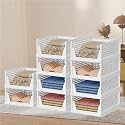 Kuber Industries Plastic Storage Organizer,Wardrobe Organizer For Clothes,Cupboard Organizer,Foldable Shirt Stacker Box,Cloth Box for Almirah,Closet Storage Basket,Large,2 Piece Set,White 44x34x19 cm