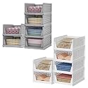 Kuber Industries Storage Organizer | Wardrobe Organizer For Clothes | Cupboard Organizer | Foldable Shirt Stacker Box | Cloth Box for Almirah | Closet Storage Basket | Large | Pack of 12 | Multicolor