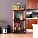 Kuber Industries Storage Rack with Wheels | 3-Layer Storage Organizer Rack | Multipurpose Storage Trolley Rack for Kitchen-Home-office | Revolving Vegetable Storage Trolley | Brown