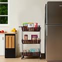 Kuber Industries Storage Rack with Wheels | 3-Shelf Storage Organizer Rack | Multipurpose Storage Trolley Rack for Kitchen-Home-Office | Revolving Vegetable Storage Trolley | Brown