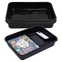 Kuber Industries Storage Tray | Versatile Plastic Stationery Tray for Desk | Tray for Kitchen Counter | File | Document Storage Tray for office Use | Exel Tray Large | Pack of 3 | Black