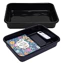 Kuber Industries Storage Tray | Versatile Plastic Stationery Tray for Desk | Tray for Kitchen Counter | File | Document Storage Tray for office Use | Exel Tray Large | Pack of 2 | Black