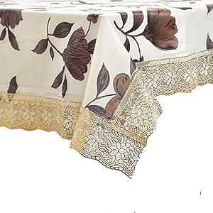 kuber industries table clothcenter table cloth table cover 4 seatercream pvc