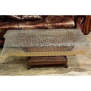 kuber industries table clothcenter table covertable cover 4 seatertransparent 3d designwater proof pvc material