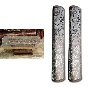 kuber industries table clothtable cover 4 seatertransparent 3d designwater proof pvc material rexene washable fridge handle cover pack of 2 grey