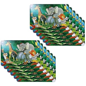kuber industries table mats set of 6  dining table plate mat  pvc table placemats  kitchen table mat  heat resistant dinner mat  flower print  blue