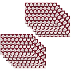 kuber industries table mats set of 12  dining table plate mat  pvc table placemats  kitchen table mat  heat resistant dinner mat  square print  maroon