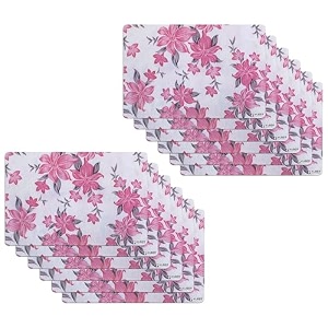 kuber industries table mats set of 6  dining table plate mat  pvc table placemats  kitchen table mat  heat resistant dinner mat  flower print  blue