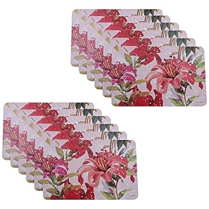 kuber industries table mats set of 6  dining table plate mat  pvc table placemats  kitchen table mat  heat resistant dinner mat  flower print  blue