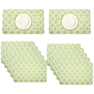 kuber industries table mats set of 6 - waterproof dining table mats  dinner table mat for kitchen  pvc anti slip food mats amp table mats  marble print - grey