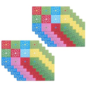 kuber industries table mats set of 6  dining table plate mat  pvc table placemats  kitchen table mat  heat resistant dinner mat  flower print  blue