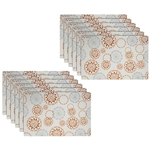 kuber industries table mats set of 6  dining table plate mat  pvc table placemats  kitchen table mat  heat resistant dinner mat  flower print  blue