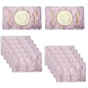 Kuber Industries Table Mats Set of 6 - Waterproof Dining Table Mats | Dinner Table Mat for Kitchen | PVC Anti Slip Food Mats &amp; Table Mats | Marble Print - Grey