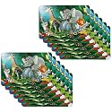 Kuber Industries Table Mats Set of 6 | Dining Table Plate Mat | PVC Table Placemats | Kitchen Table Mat | Heat Resistant Dinner Mat | Flower Print | Blue
