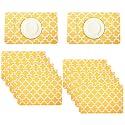 Kuber Industries Table Mats Set of 12 - Waterproof Dining Table Mats | Dinner Table Mat for Kitchen | PVC Anti Slip Food Mats &amp; Table Mats | Hexagon-Design - Yellow