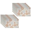 Kuber Industries Table Mats Set of 6 | Dining Table Plate Mat | PVC Table Placemats | Kitchen Table Mat | Heat Resistant Dinner Mat | Flower Print | Blue