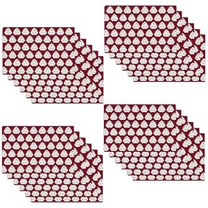 kuber industries table mats set of 6  dining table plate mat  pvc table placemats  kitchen table mat  heat resistant dinner mat  flower print  blue