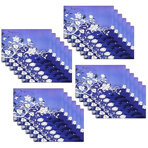kuber industries table mats set of 6  dining table plate mat  pvc table placemats  kitchen table mat  heat resistant dinner mat  flower print  blue