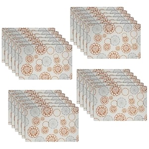 kuber industries table mats set of 6  dining table plate mat  pvc table placemats  kitchen table mat  heat resistant dinner mat  flower print  blue