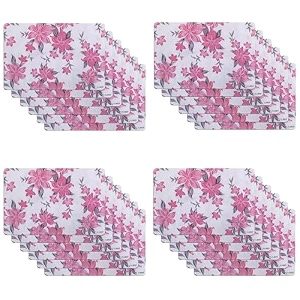 kuber industries table mats set of 6  dining table plate mat  pvc table placemats  kitchen table mat  heat resistant dinner mat  flower print  blue