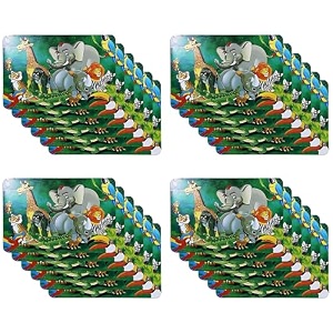 kuber industries table mats set of 6  dining table plate mat  pvc table placemats  kitchen table mat  heat resistant dinner mat  flower print  blue