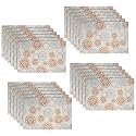 Kuber Industries Table Mats Set of 6 | Dining Table Plate Mat | PVC Table Placemats | Kitchen Table Mat | Heat Resistant Dinner Mat | Flower Print | Blue