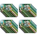 Kuber Industries Table Mats Set of 6 | Dining Table Plate Mat | PVC Table Placemats | Kitchen Table Mat | Heat Resistant Dinner Mat | Flower Print | Blue