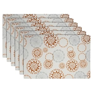kuber industries table mats set of 6  dining table plate mat  pvc table placemats  kitchen table mat  heat resistant dinner mat  white gola print  white