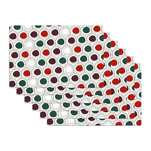kuber industries table mats set of 6  dining table plate mat  pvc table placemats  kitchen table mat  heat resistant dinner mat  check flower print  multicolour