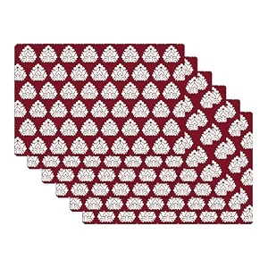 kuber industries table mats set of 6  dining table plate mat  pvc table placemats  kitchen table mat  heat resistant dinner mat  square print  maroon