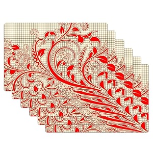 kuber industries table mats set of 6  dining table plate mat  pvc table placemats  kitchen table mat  heat resistant dinner mat  flower print  blue
