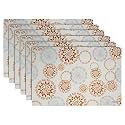 Kuber Industries Table Mats Set of 6 | Dining Table Plate Mat | PVC Table Placemats | Kitchen Table Mat | Heat Resistant Dinner Mat | White Gola Print | White