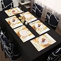 Kuber Industries Table Mats Set of 6 - Waterproof Dining Table Mats | Dinner Table Mat for Kitchen | PVC Anti Slip Food Mats & Table Mats | Marble Print - Cream & Gold